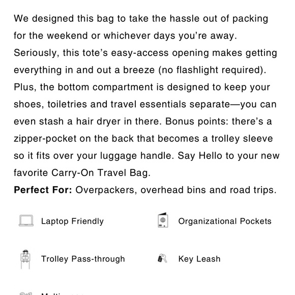 Bei’s Weekender Bag- used twice! - Picture 3 of 4